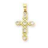14k CZ Cross Pendant