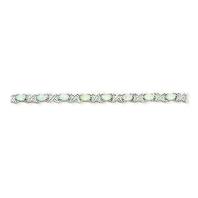 Sterling Silver White Created Opal XO Bracelet by A Great Jewelry Co.