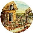 TUFTOP Cutting Board Cottage Garden - Round (12' ' diam)