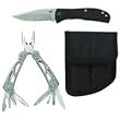 Maxam 2pc Multi-Tool and Liner Lock Knife Set with Nylon Sheath