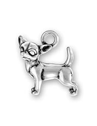 Sterling Silver 18" .8mm Wide Box Chain Necklace With 3D Detailed Chihuahua Dog Animal Pendant
