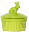 Stoneware Pottery Kiwi Pate Dish with Rabbit Top Cover 4"D, 3.5"H Set of 2