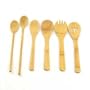 6 Piece Set - Large Bamboo Cooking Utensils With Matched Servers