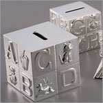 Baby Gift, Alphabet Blocks Bank, Silverplate and Engraving