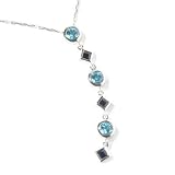 14K White Gold Blue Sapphire & Blue Topaz Pendant w/ Chain