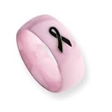 Ceramic Pink Black Accent Ribbon 8mm Polished Band Size 7.5