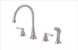 Kitchen Faucet Side Spray Porcelain Handles Brushed Nickel