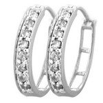 White Diamond Hoop Earrings 10k White Gold .50 Carat