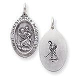 St. Christopher Hockey Sterling Silver Medal 18 Stainless-steel