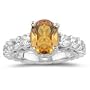 1.57 Cts Diamond & 2.20 Cts Citrine Ring in 18K White Gold-6.5