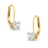 Heart-Shaped Cubic Zirconia Earrings in 14K Gold Child's 4mm BABY GOODS