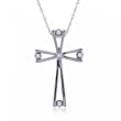 Diamond Cross Pendant Necklace in Solid White 10KT Gold