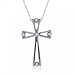 White Gold Cross Pendant Necklace with Diamonds 18 Inch