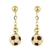 18 Kt hanging white soccer earrings (19mm X 5mm)