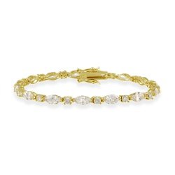 Vermeil (24k Gold over Sterling Silver) Marquise Cut Simulated Diamond (CZ) tennis Bracelet