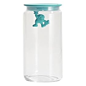 A di Alessi Gianni Glass Jar, Blue Lid, 140 cl, (AMDR06 AZ)