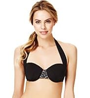 Autograph Halterneck Beaded Underwired Bikini Top