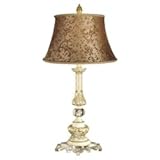 IMAGE OF Dale Tiffany PT10014 Victorian Table Lamp, Brussels Lace and Fabric Shade