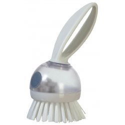 Soap Dispensing Dish Brush - White (White) (6H x 2W x 2D) by Stacks and Stacks
