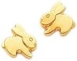 14K Yellow Gold Mini Bunny Stud Earrings Jewelry New |A