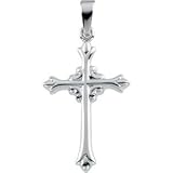 14K White Gold Cross Pendant - 30.0x20.0mm
