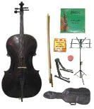 RATA 3/4 SIZE BLACK CELLO WITH BAG,BOW,FREE ROSIN, 2 SETS OF STRINGS,PITCH PIPE,CELLO STAND,MUSIC STAND
