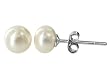 6 MM Round White Fresh Water Cultured Pearl Ball Stud Earrings Sterling Silver Back Post Finding