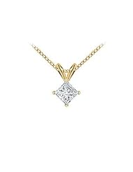14K Yellow Gold Princess Cut Diamond Solitaire Pendant - 1.00 CT. TW.