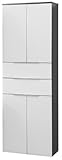 Fackelmann 80923 Hochschrank Kara 178 x 60 x 32 cm, 2x Tuer weiß