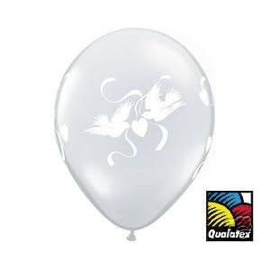 Set of 12 Wedding Hearts & Doves Latex Balloons 11"