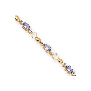 14k Open-Link Diamond Tanzanite Bracelet - 7.25 Inch - Lobster Claw by