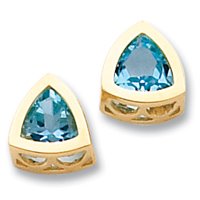 14k Blue Topaz 7mm Trillion Earrings K472