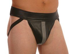 JT Grey Stripe Deluxe Leather Jock Strap