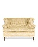 WingBack Loveseat Cream Damask