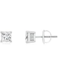 0.92 ct Princess Diamond with Round Diamond Stud Earrings
