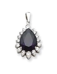 Sterling Silver Purple and Clear CZ Pendant
