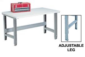 48 X 30 Plastic Square Edge Work Bench- Adjustable Height - 1-5/8 Top