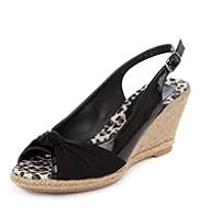 Peep Toe Knot Espadrille Wedge Shoes