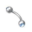 Stainless Steel Eyebrow Ball with Light Blue CZ - 14g 3/78 4mm - Sold as a Pair