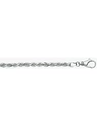 4mm White Gold Diamond Cut Rope Chain 28"