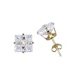 Sterling Silver Gold Plated Stud Earrings - Square Invisible Stamping - 8 mm