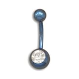 Surgical Steel Blue Navel Ring with Crystal