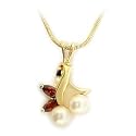 Gold Brass with White Synthetic Pearl Chain Pendant, Weight: 8.80gm, Size: 18"