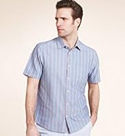 2 Longer Blue Harbour Pure Cotton Bold Striped Oxford Shirt