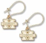 Marshall Thundering Herd 1/4" "M Marshall" Dangle Earrings - 14KT Gold Jewelry