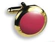 Cufflinks - Round Gold Setting with Pink Stone Center