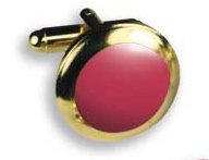 Cufflinks - Round Gold Setting with Pink Stone Center