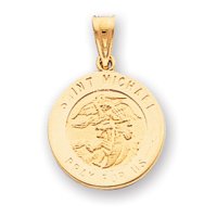 14k Saint Michael Medal Charm - Measures 15.7x23.3mm by JewelryWeb