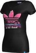Adidas Damen T-shirt Graphic Tee Beach, black, 32, X34414