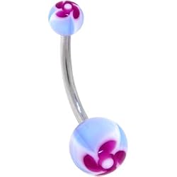 Purple Funky Flower Belly Button Ring